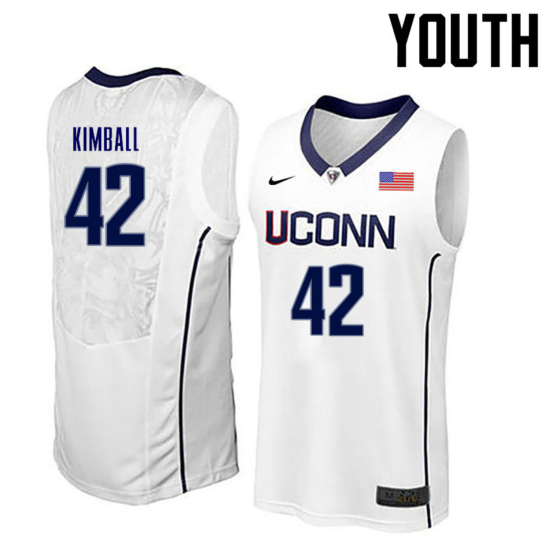 Youth Uconn Huskies #42 Toby Kimball College Basketball Jerseys-White - Click Image to Close